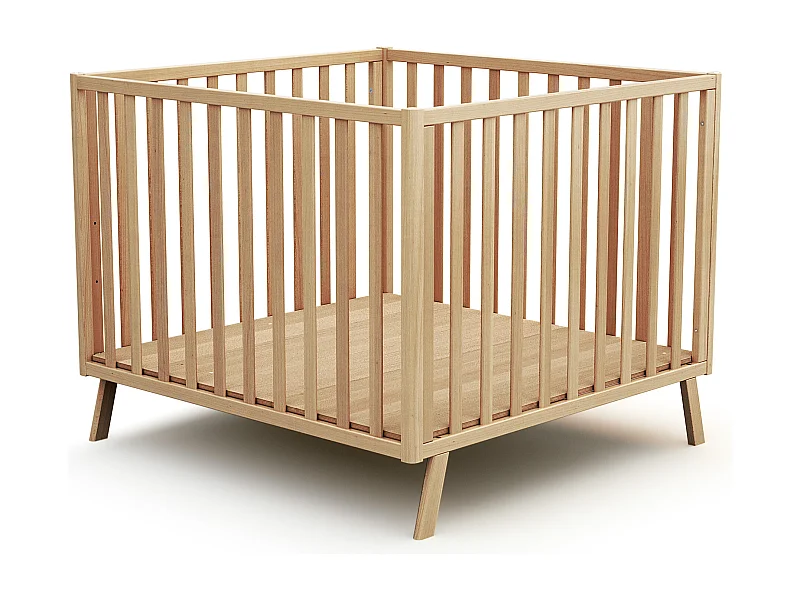 Parque infantil bebé evolutivo CONFORT madera - Haya Barnizada - 100 x 100 cm