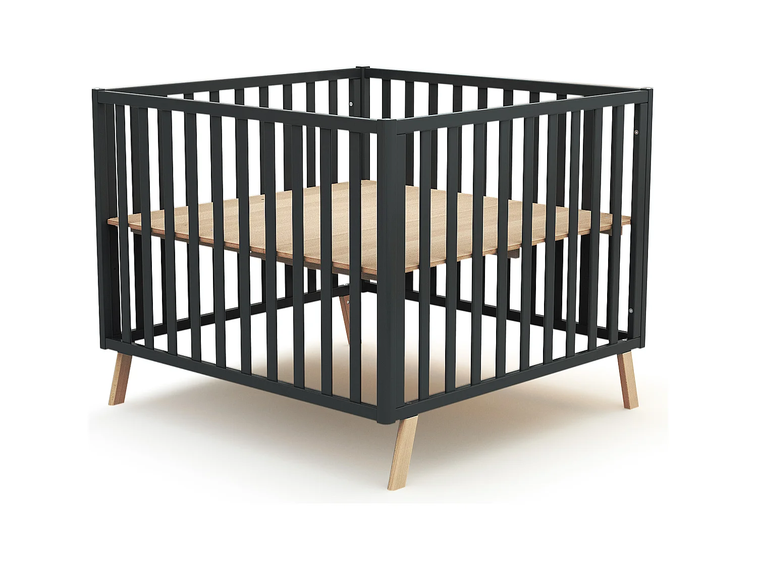 Parc bébé évolutif en bois CONFORT Gris Graphite 100 x 100 cm