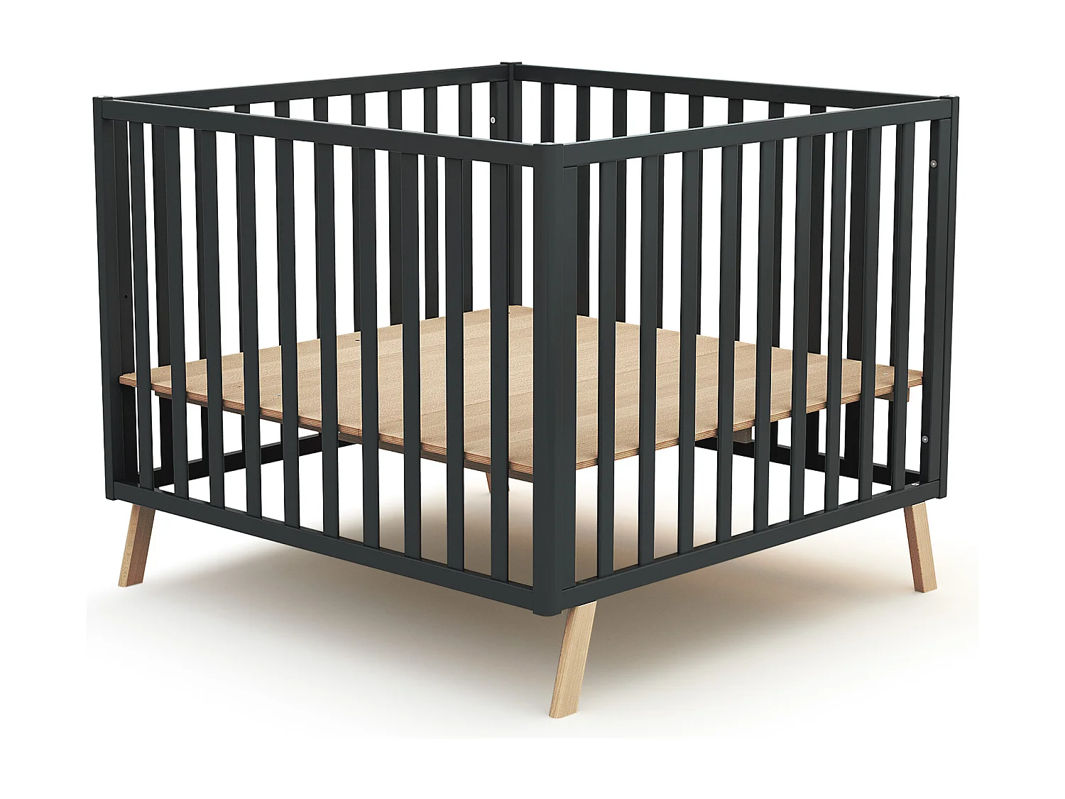 Parc bébé évolutif en bois CONFORT Gris Graphite 100 x 100 cm