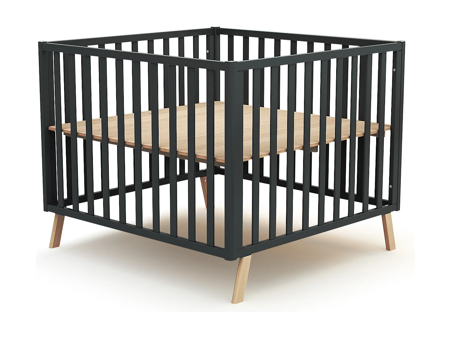 Parc bébé évolutif en bois CONFORT Gris Graphite 100 x 100 cm