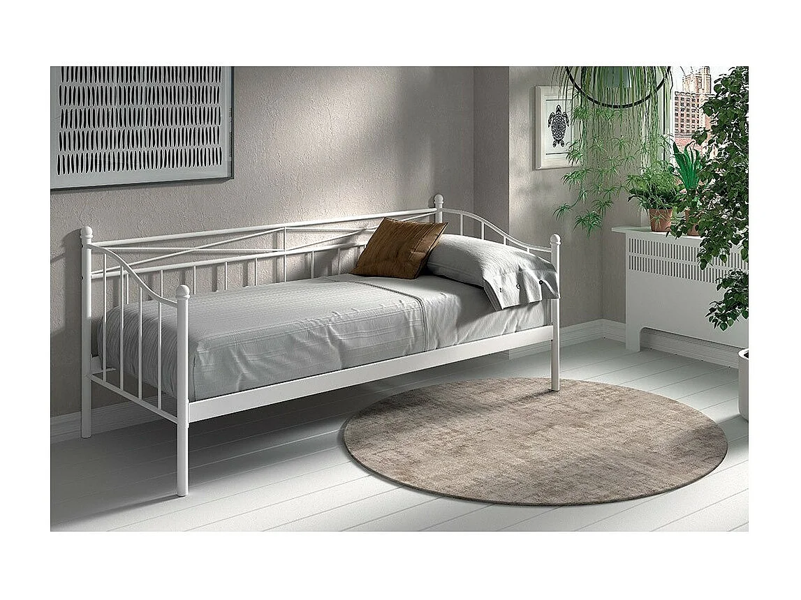 Cama diván blanca SOBLA 90x200 - Estilo contemporáneo