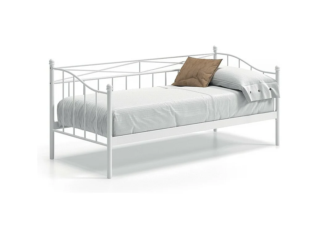 Lit banquette SOBLA – 90x200 cm en métal blanc
