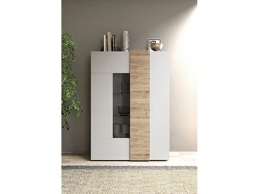 Vitrine 2 portes VENUS blanc laqué brillant-Kadiz 121x169cm