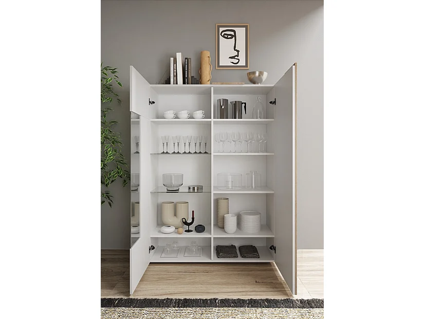 Vitrine 2 portes VENUS blanc laqué brillant-Kadiz 121x169cm