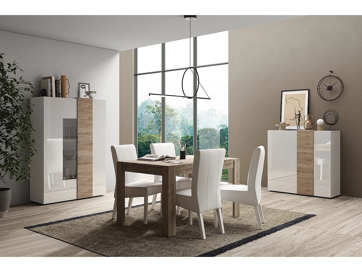 Vitrine 2 portes VENUS blanc laqué brillant-Kadiz 121x169cm