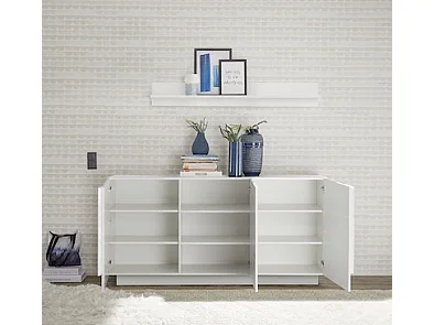 Buffet 3 portes JUPITER blanc laqué brillant 182 cm