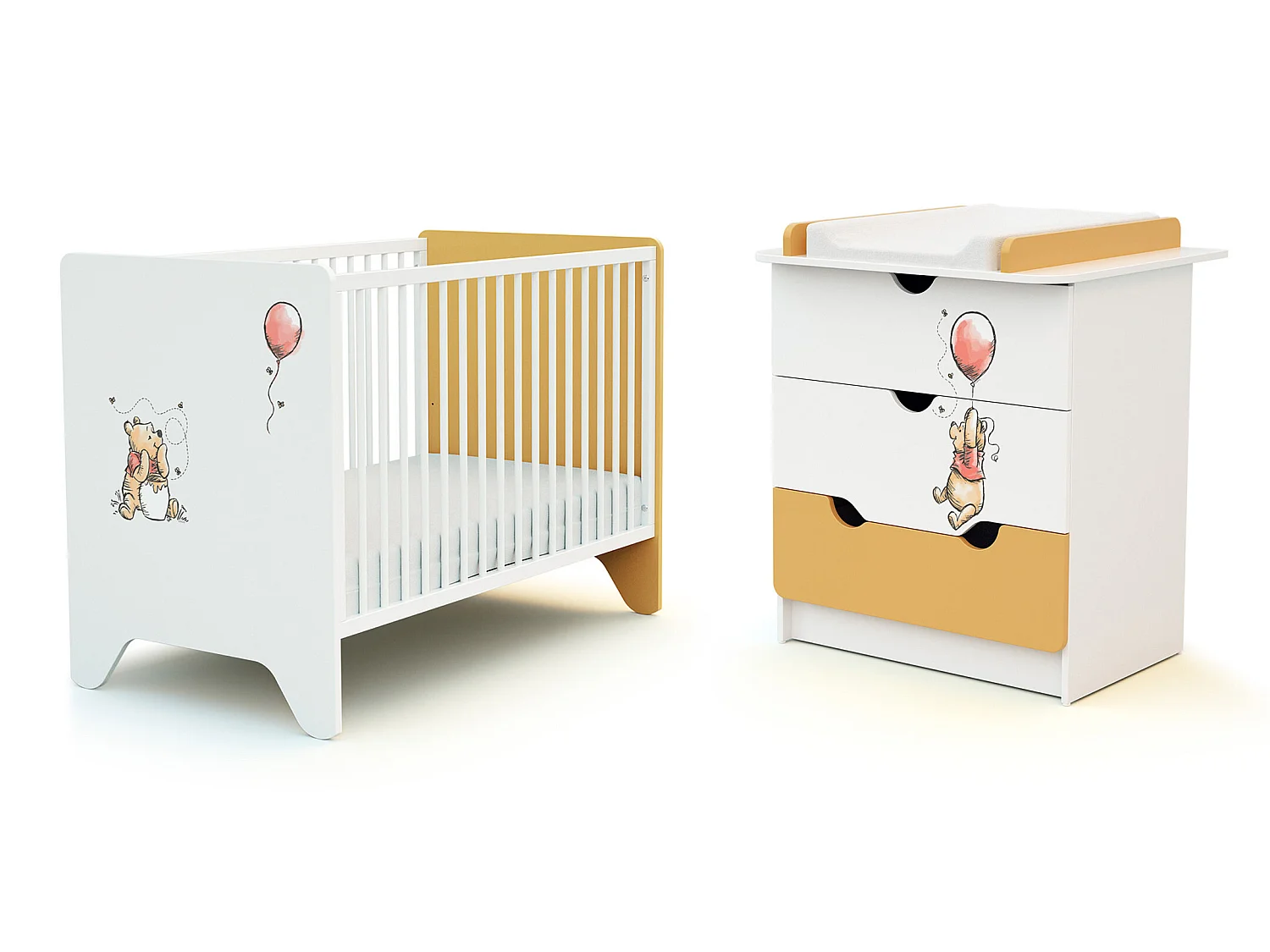 AT4 -  Chambre bébé lit et commode à langer DISNEY Exploring Winnie en bois