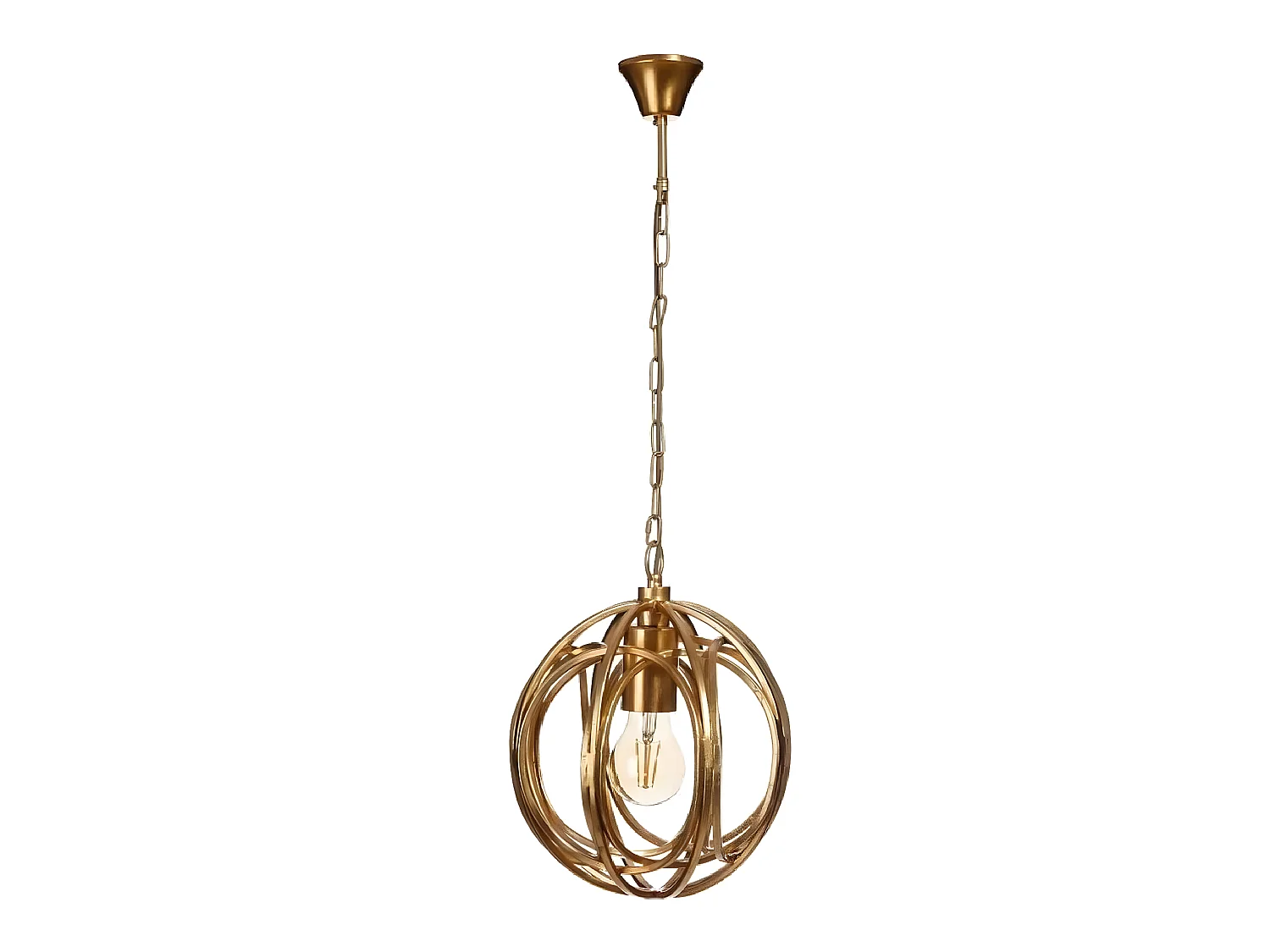Suspension globe moderne en métal doré 23 cm