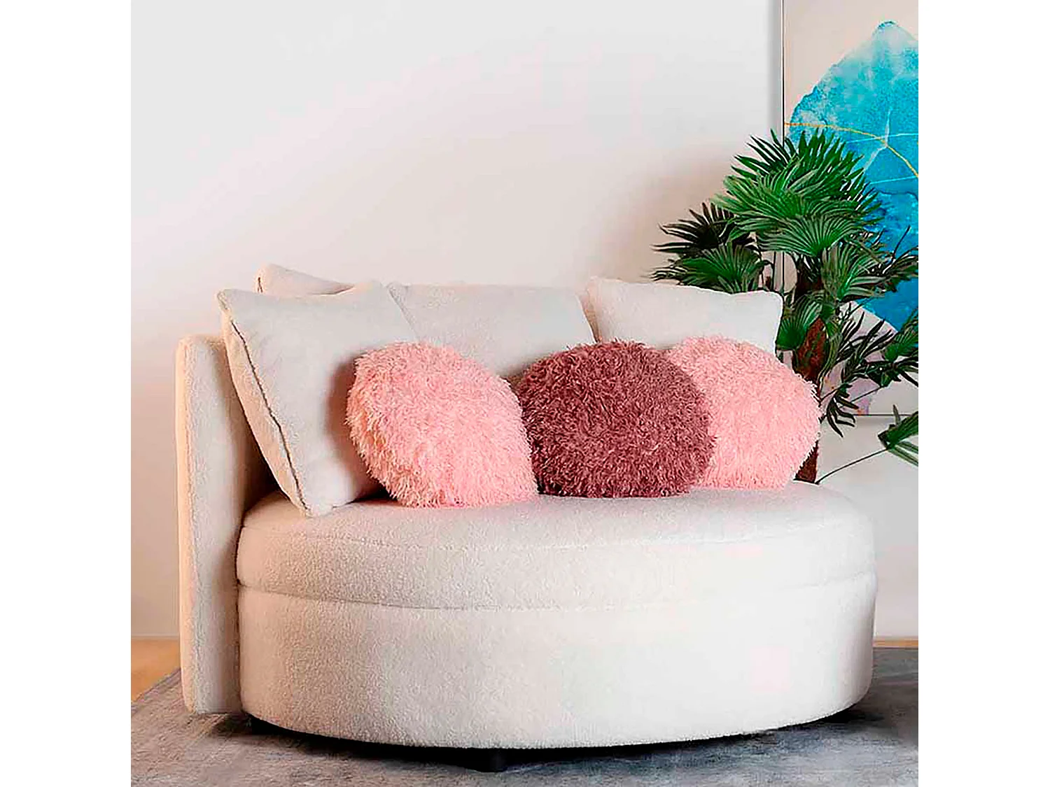 Coussin en polyester rose 33x33x9 cm