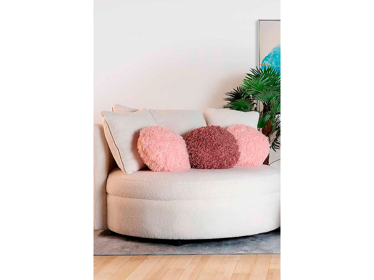 Coussin en polyester rose 33x33x9 cm