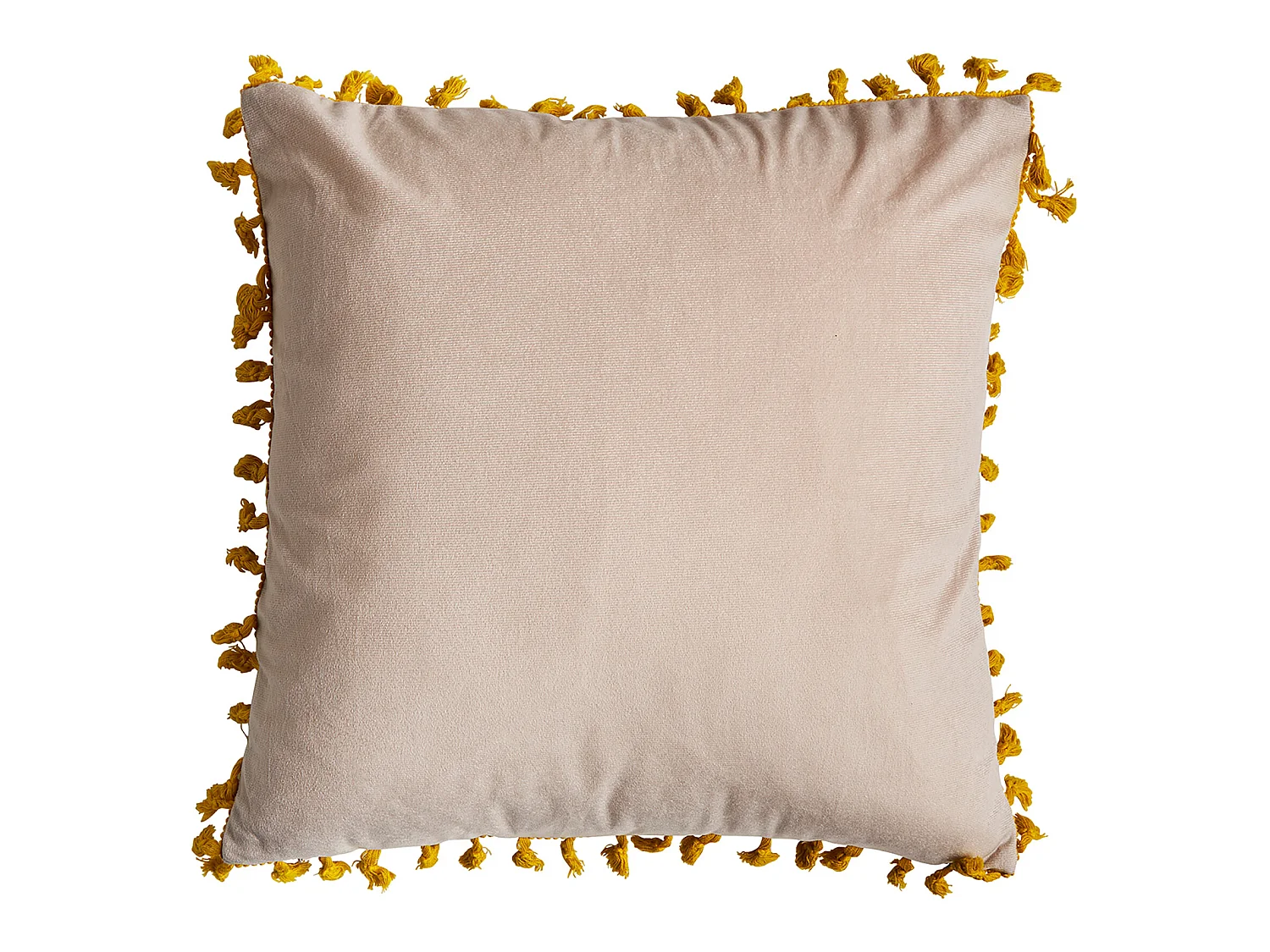 Cojín de chenilla en color crema de 42x42x10cm