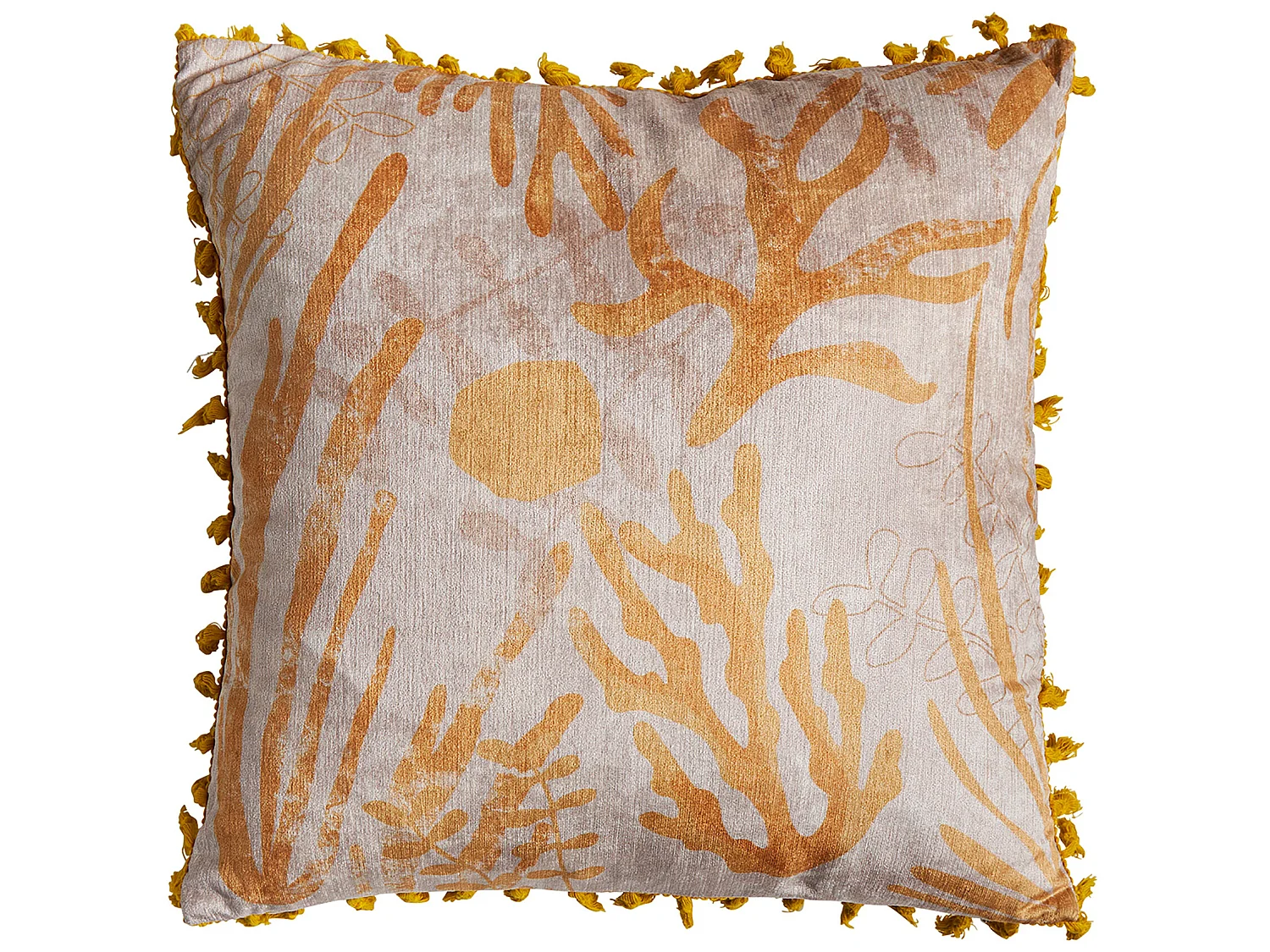 Cojín de chenilla en color crema de 42x42x10cm