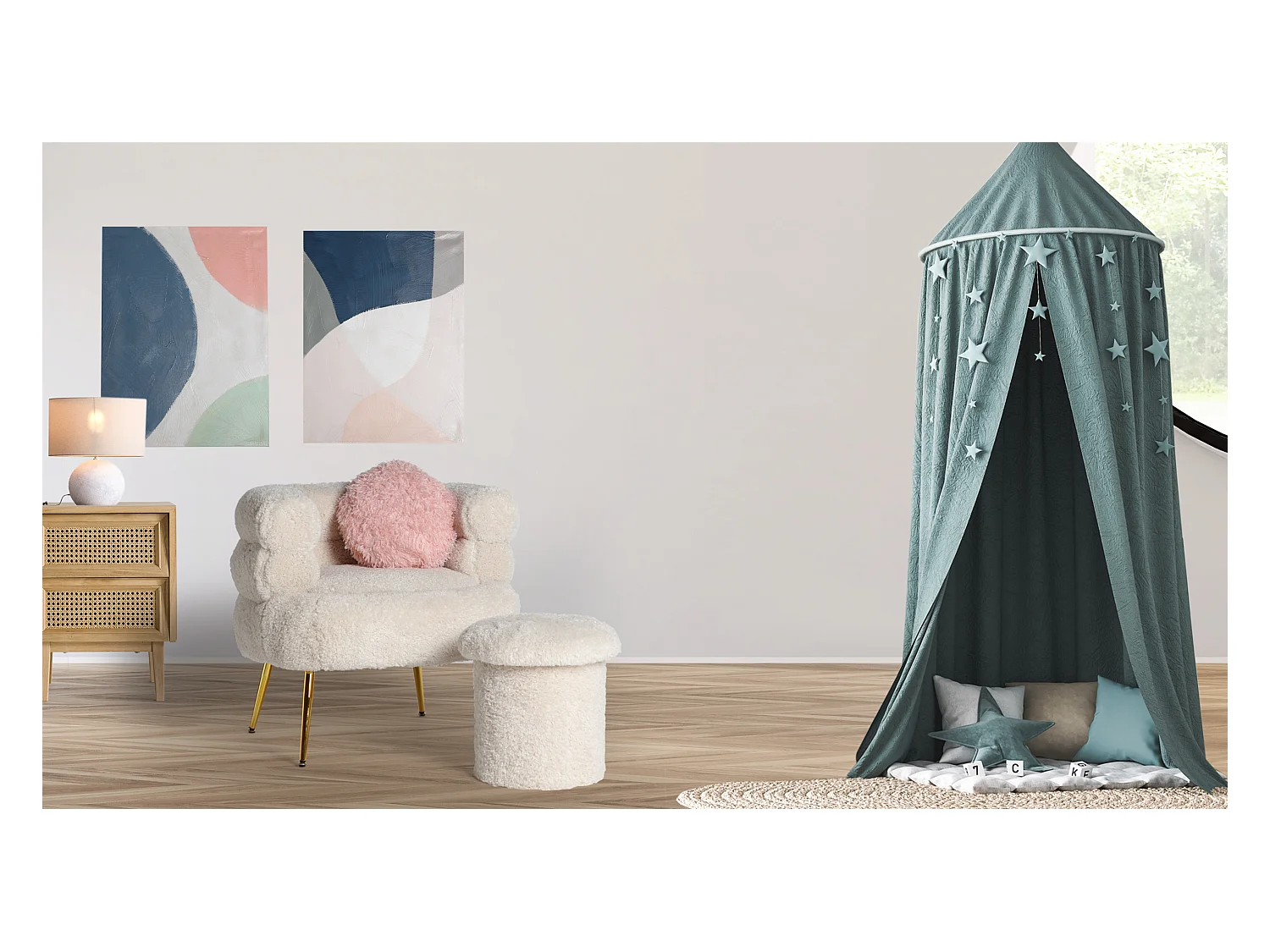 Coussin en polyester rose 33x33x9 cm