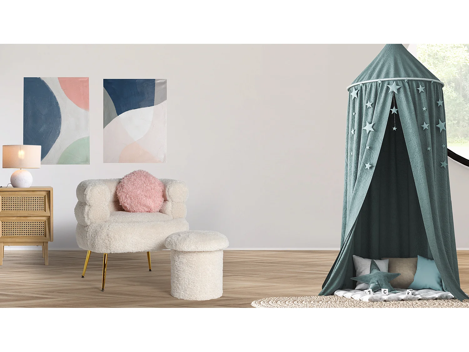 Coussin en polyester rose 33x33x9 cm