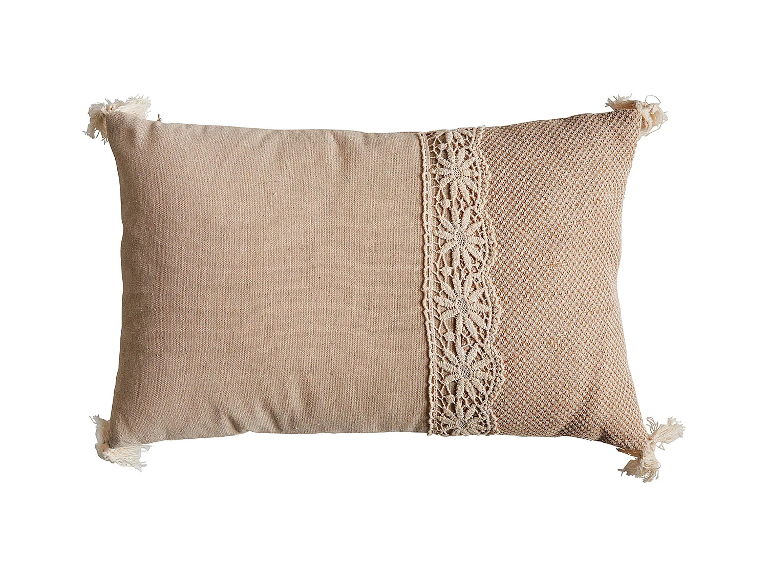 Cojín de poliéster en color beige de 42x26x10cm