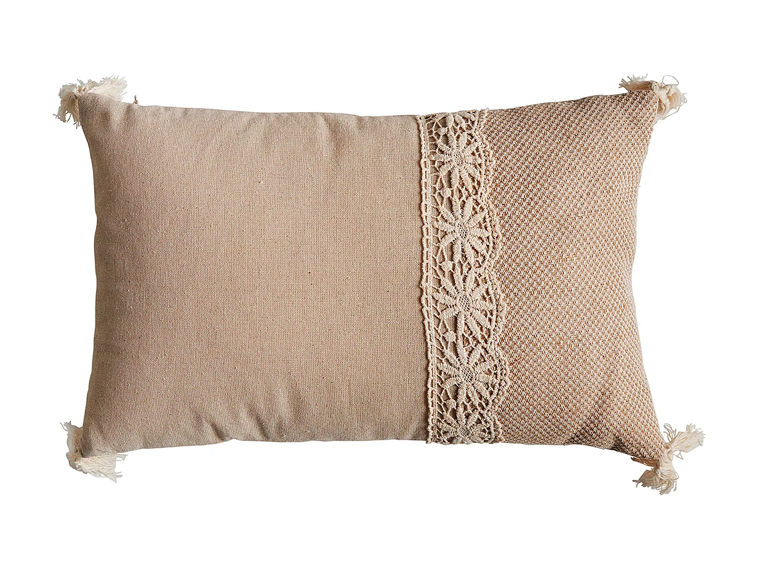 Coussin en polyester beige 42x26x10 cm