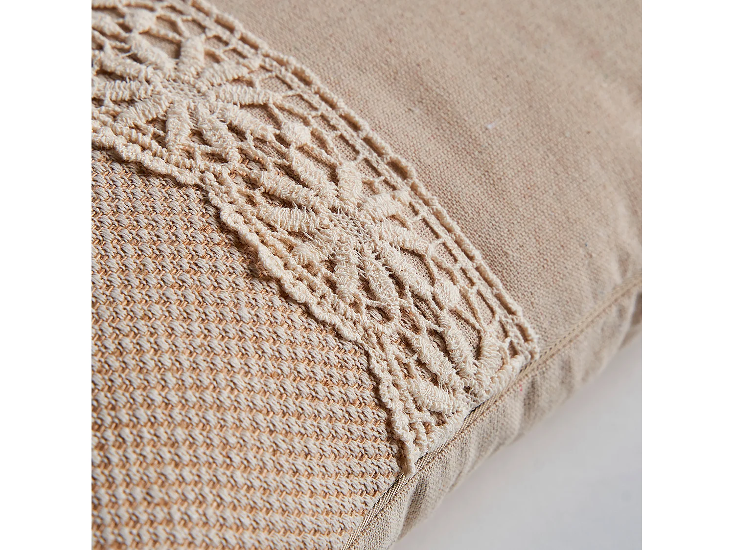 Coussin en polyester beige 42x26x10 cm