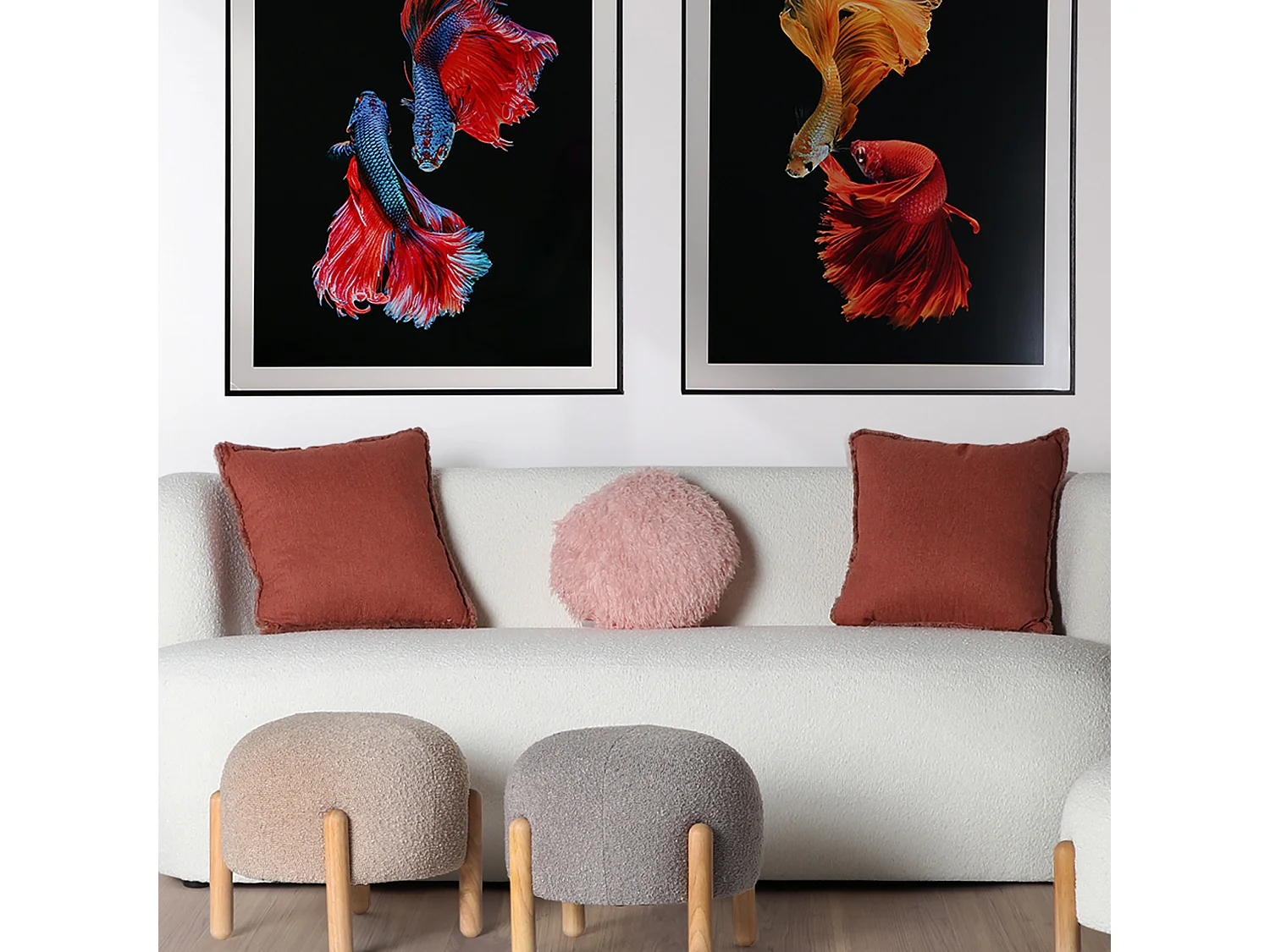 Coussin en polyester rose 42x42x10 cm