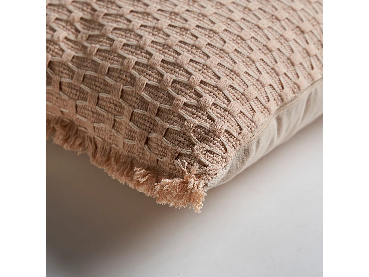 Coussin en lin beige 42x42x10 cm
