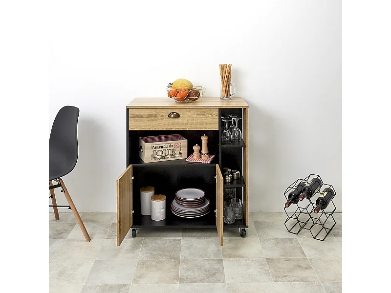 Desserte Cuisine Chef Marron, Noir