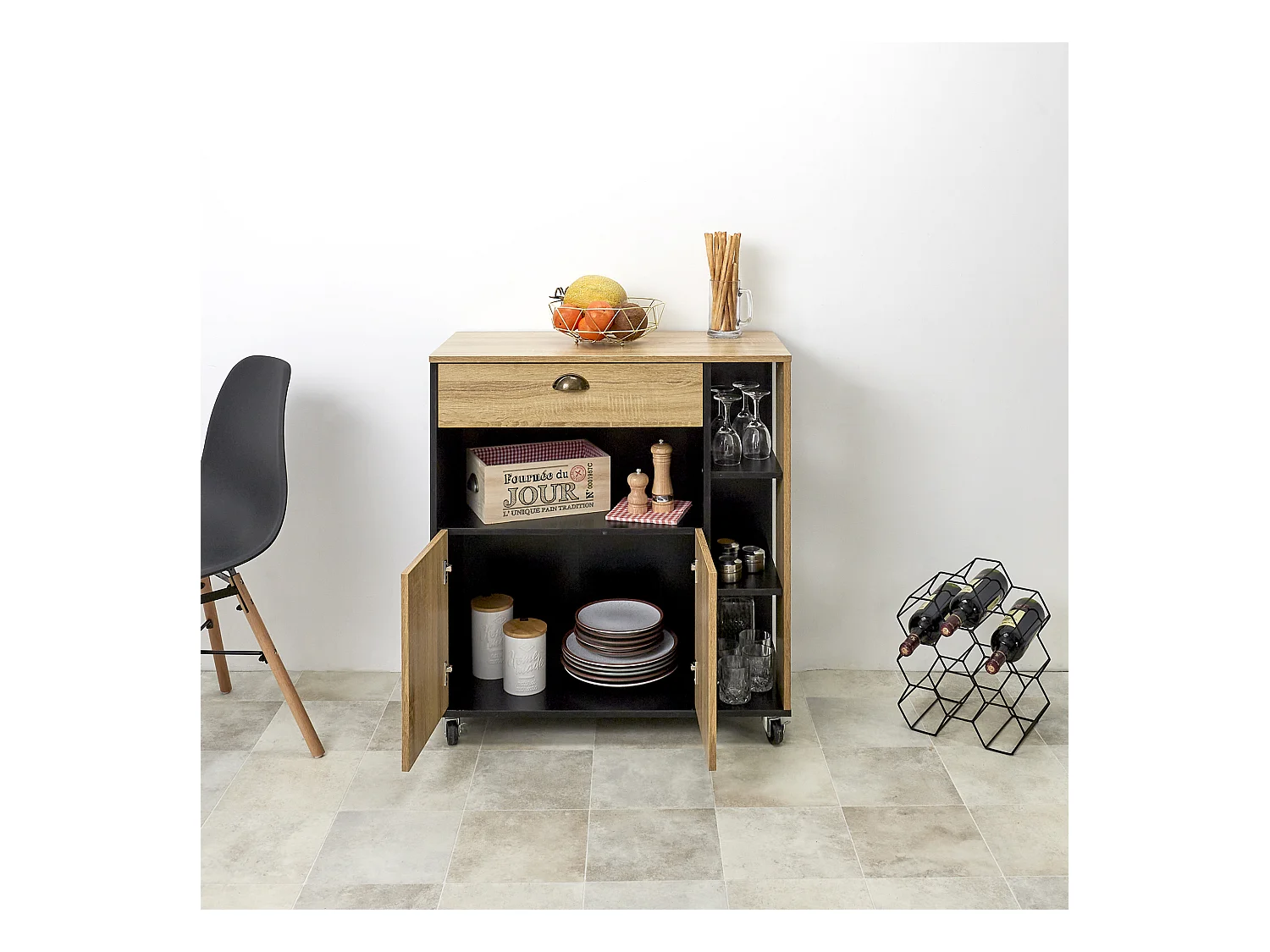 Desserte Cuisine Chef Marron, Noir