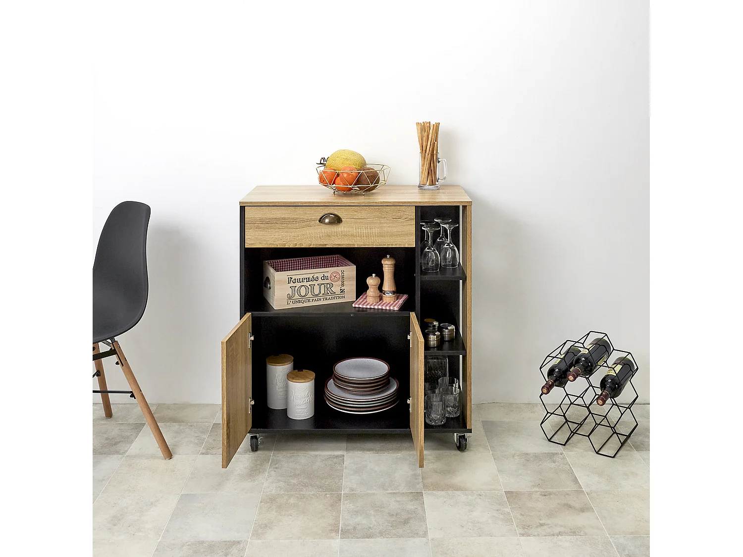 Desserte Cuisine Chef Marron, Noir