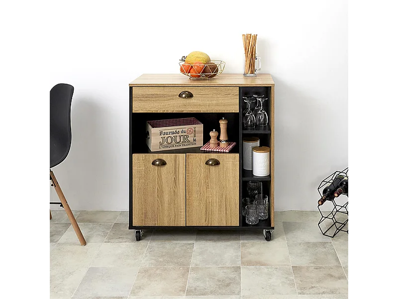 Desserte Cuisine Chef Marron, Noir