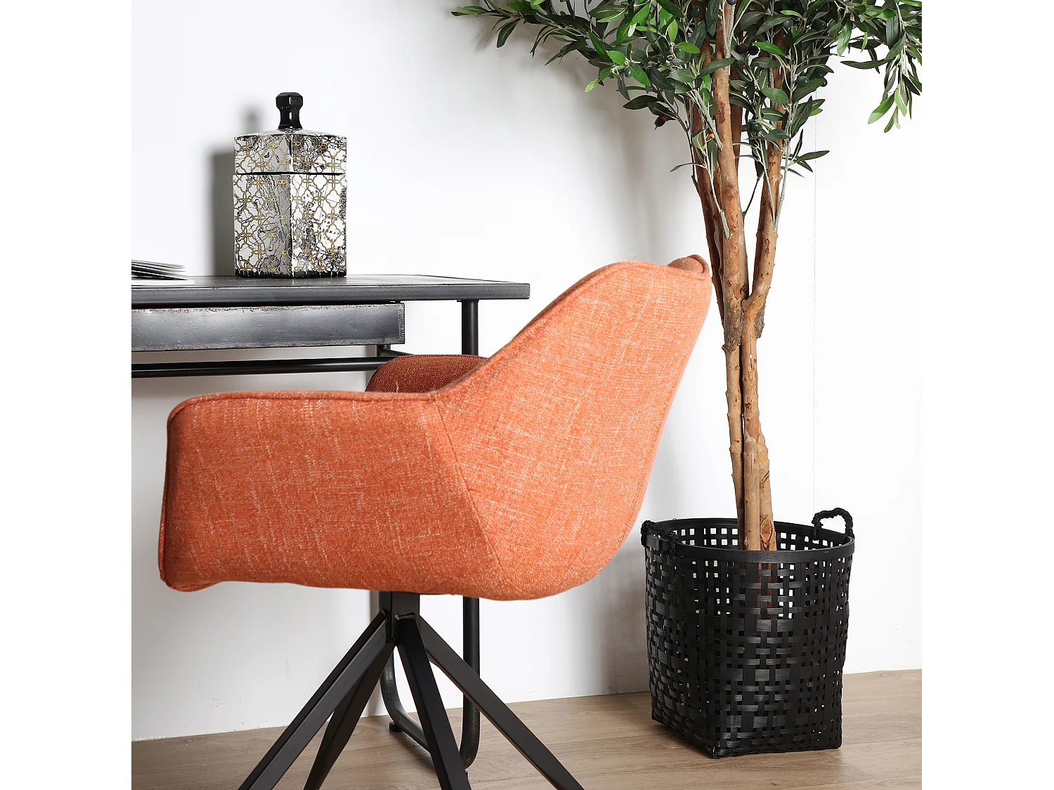 Corbeille en bambou noir 42x42x40 cm