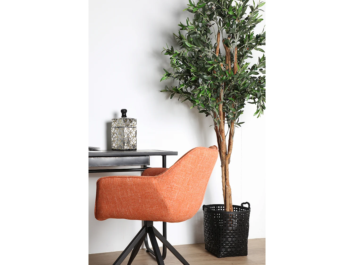 Corbeille en bambou noir 42x42x40 cm