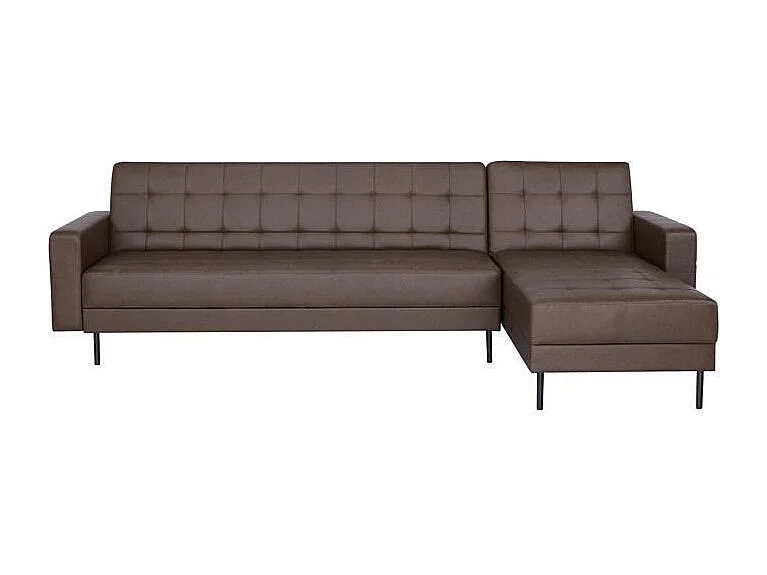 Canape dangle 3 places reversible - Pieds en acier - Simili Marron - IVANA - L 277 x P 157 x H 80 cm