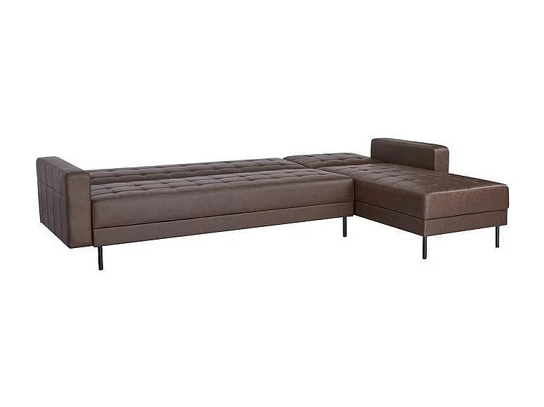 Canape dangle 3 places reversible - Pieds en acier - Simili Marron - IVANA - L 277 x P 157 x H 80 cm