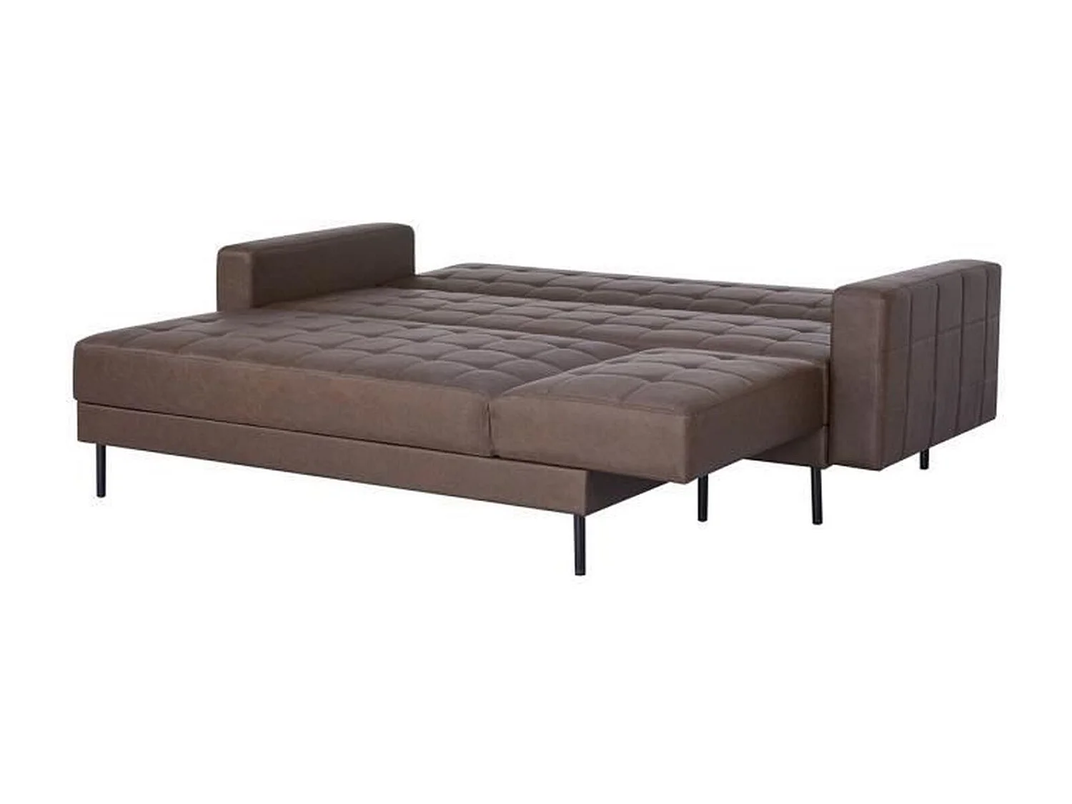 Canape dangle 3 places reversible - Pieds en acier - Simili Marron - IVANA - L 277 x P 157 x H 80 cm