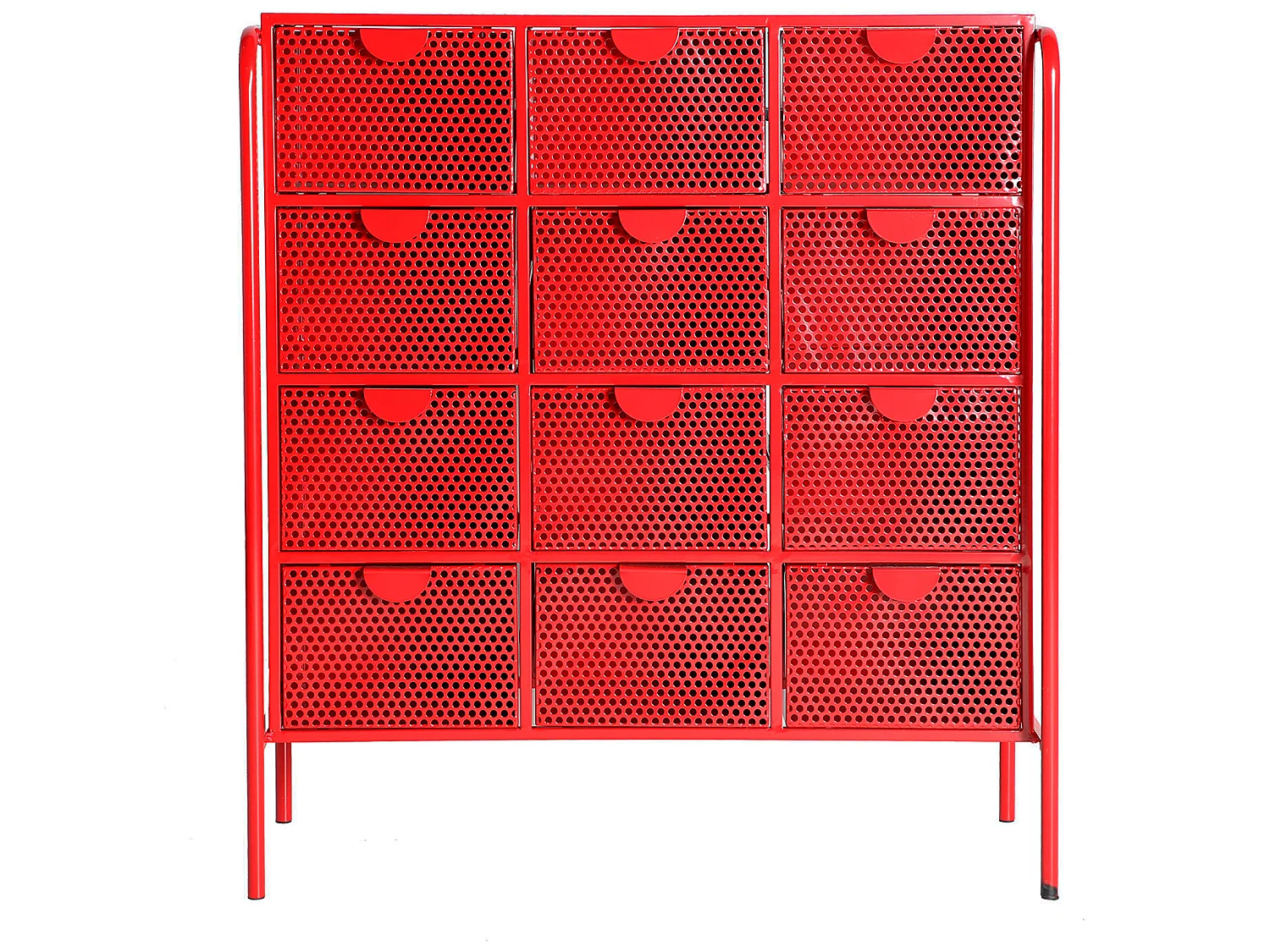 Cómoda de hierro en color rojo de 89x37x97cm