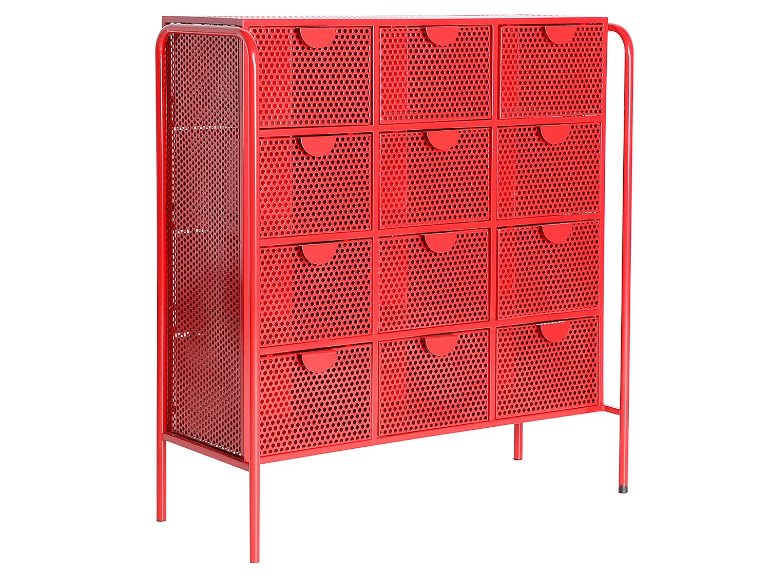 Cómoda de hierro en color rojo de 89x37x97cm