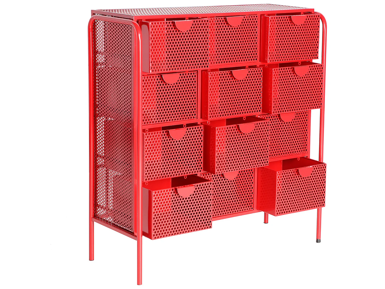 Cómoda de hierro en color rojo de 89x37x97cm