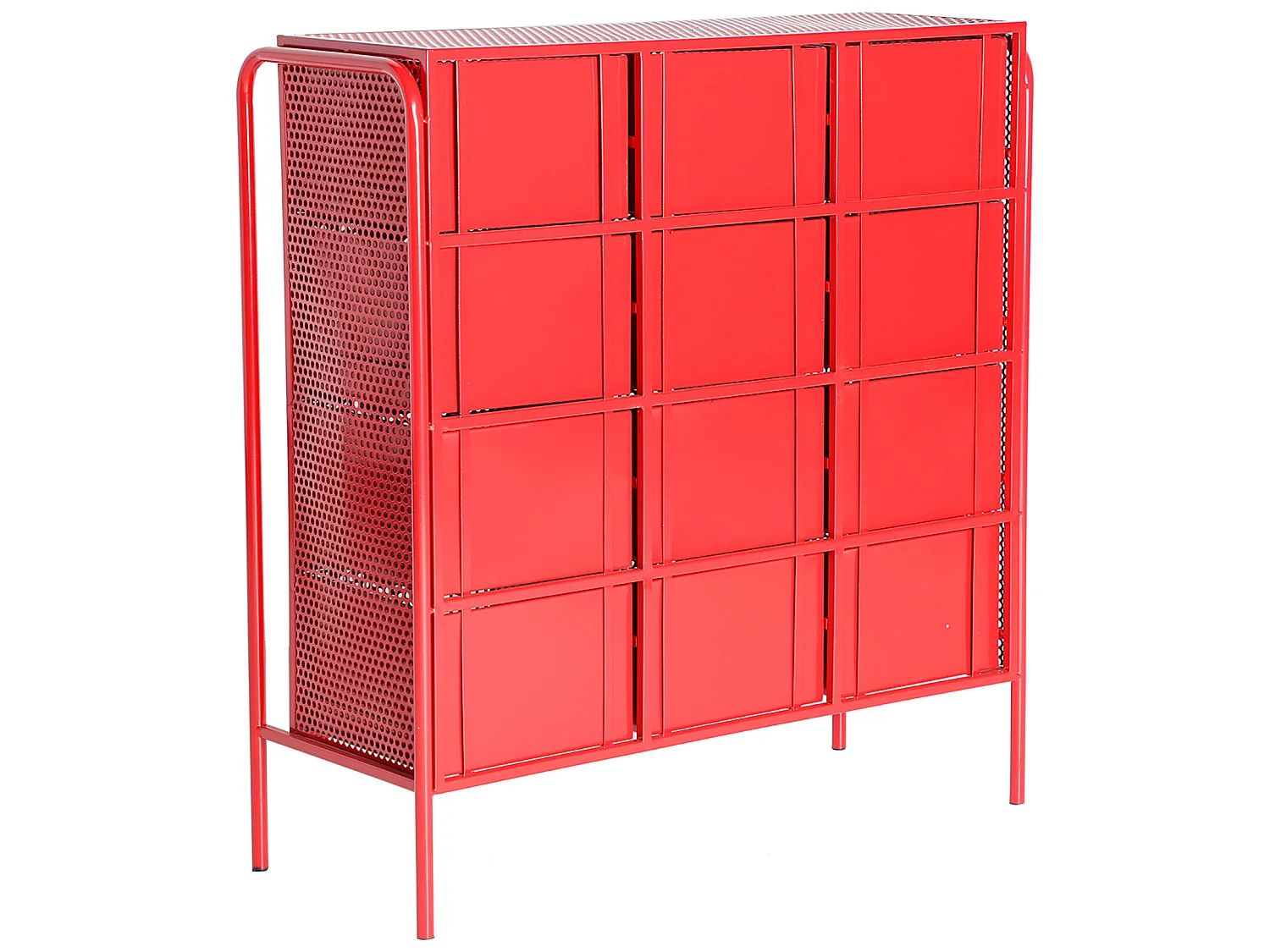 Cómoda de hierro en color rojo de 89x37x97cm