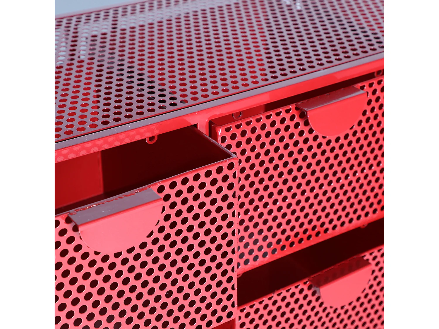 Cómoda de hierro en color rojo de 89x37x97cm