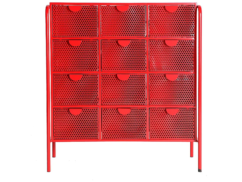 Cómoda de hierro en color rojo de 89x37x97cm