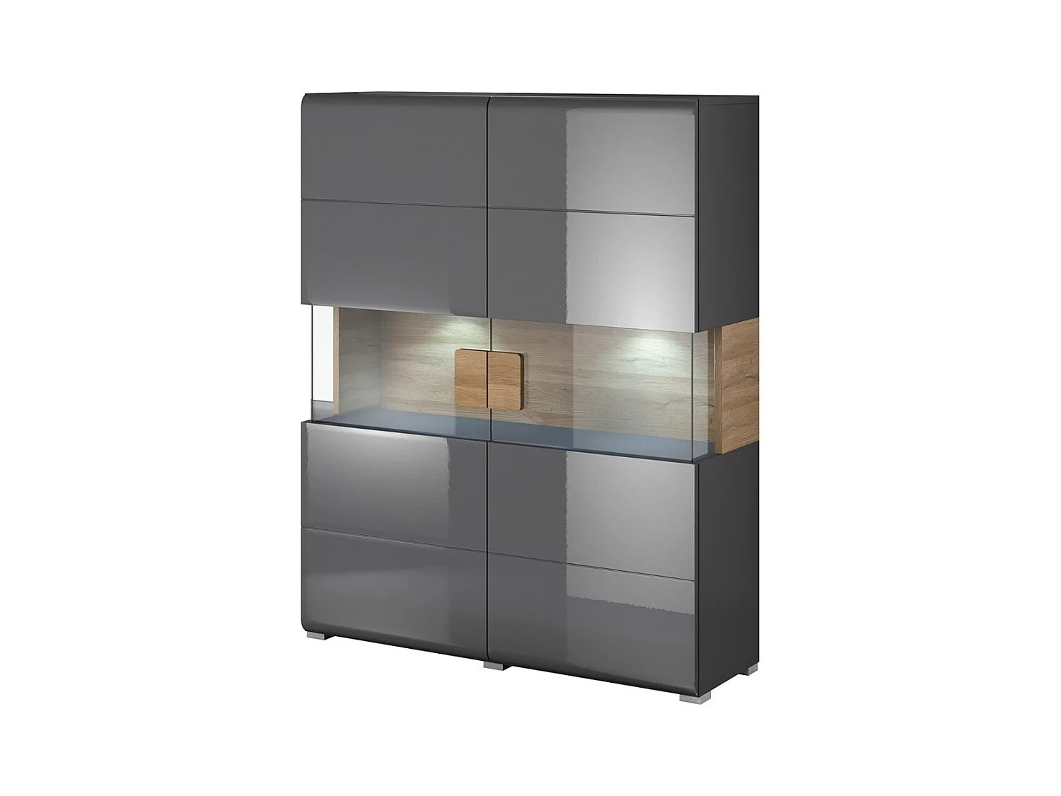 Ensemble complet de 6 meubles de salon collection OHIO. Coloris gris et effet chêne.