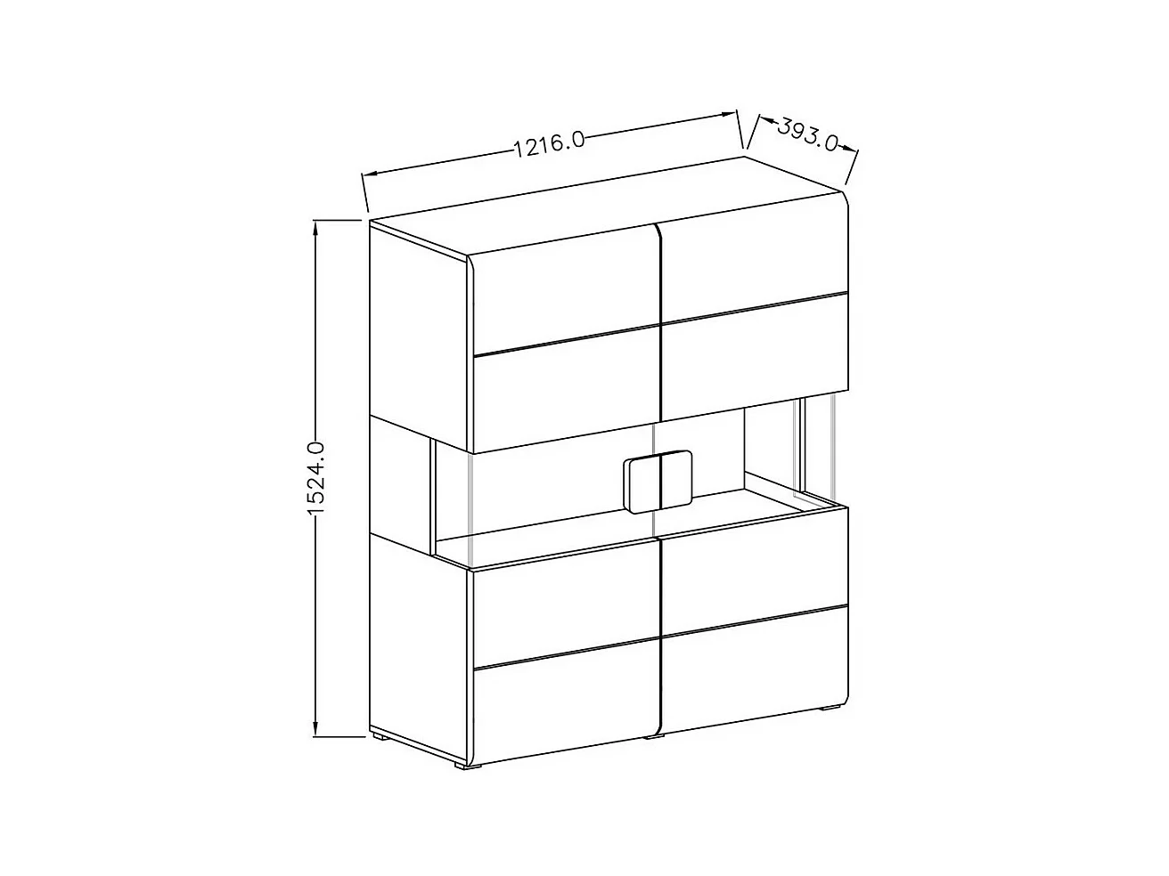 Ensemble complet de 6 meubles de salon collection OHIO. Coloris gris et effet chêne.