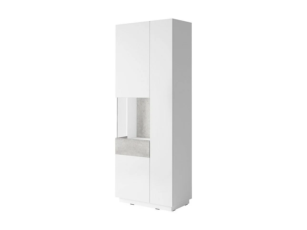 Ensemble de salon vitrine et buffet collection KILES. Coloris blanc et gris.