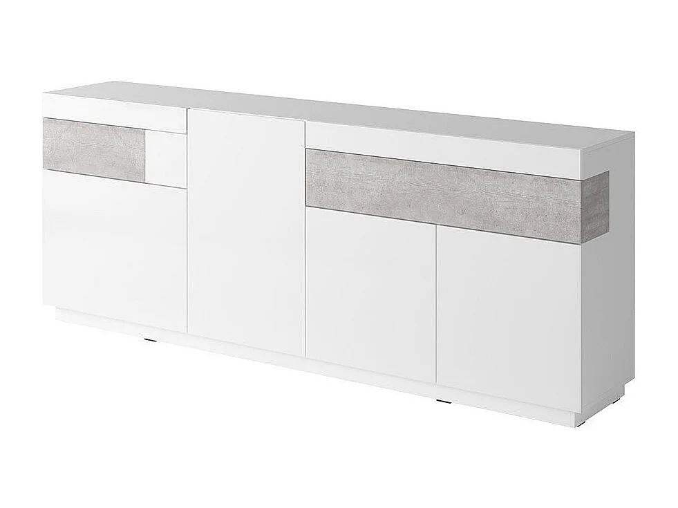 Ensemble de salon vitrine et buffet collection KILES. Coloris blanc et gris.