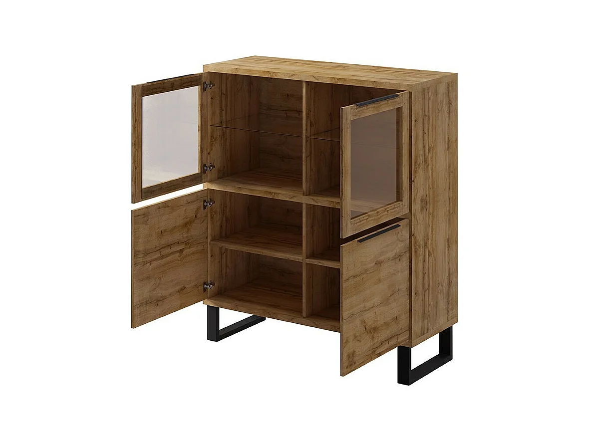 Conjunto de 3 móveis para sala de estar da coleção MILO. Cor carvalho. Estilo industrial.