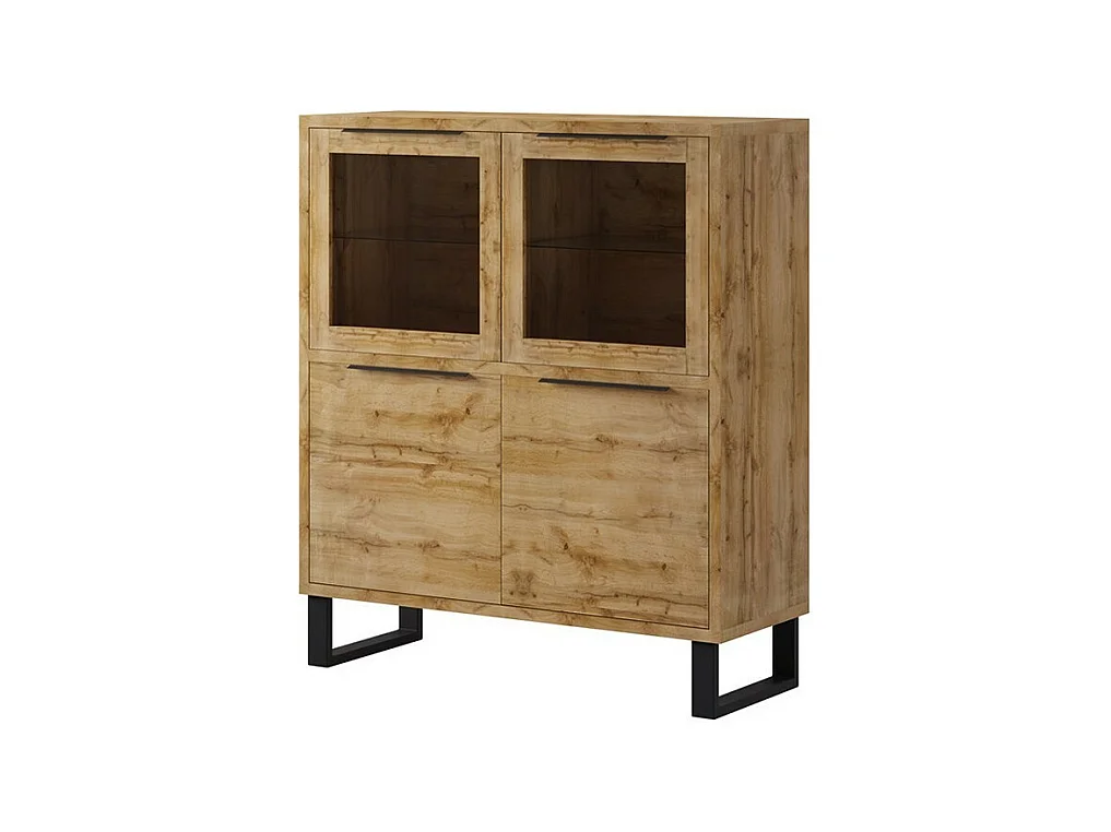 Conjunto de 3 móveis para sala de estar da coleção MILO. Cor carvalho. Estilo industrial.