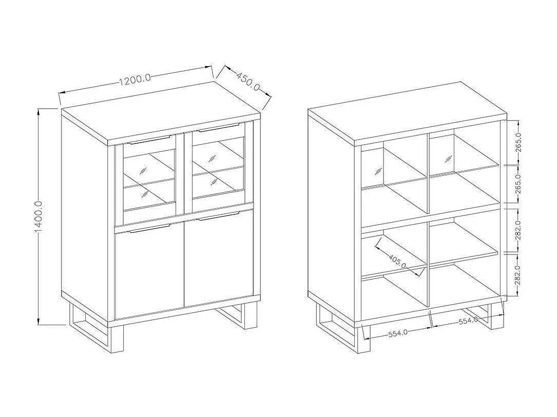 Ensemble 3 meubles de salon collection MILO. Coloris chêne. Style industriel