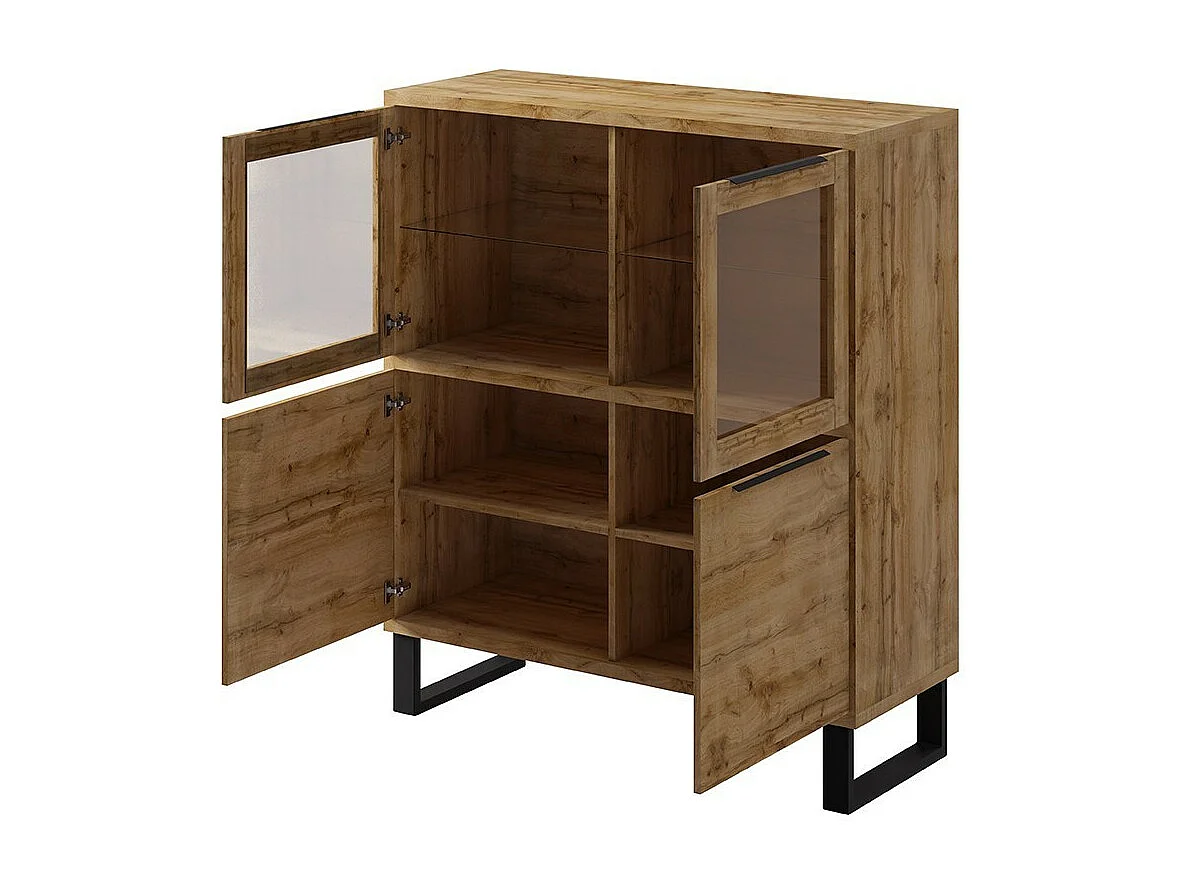 Ensemble 3 meubles de salon collection MILO. Coloris chêne. Style industriel