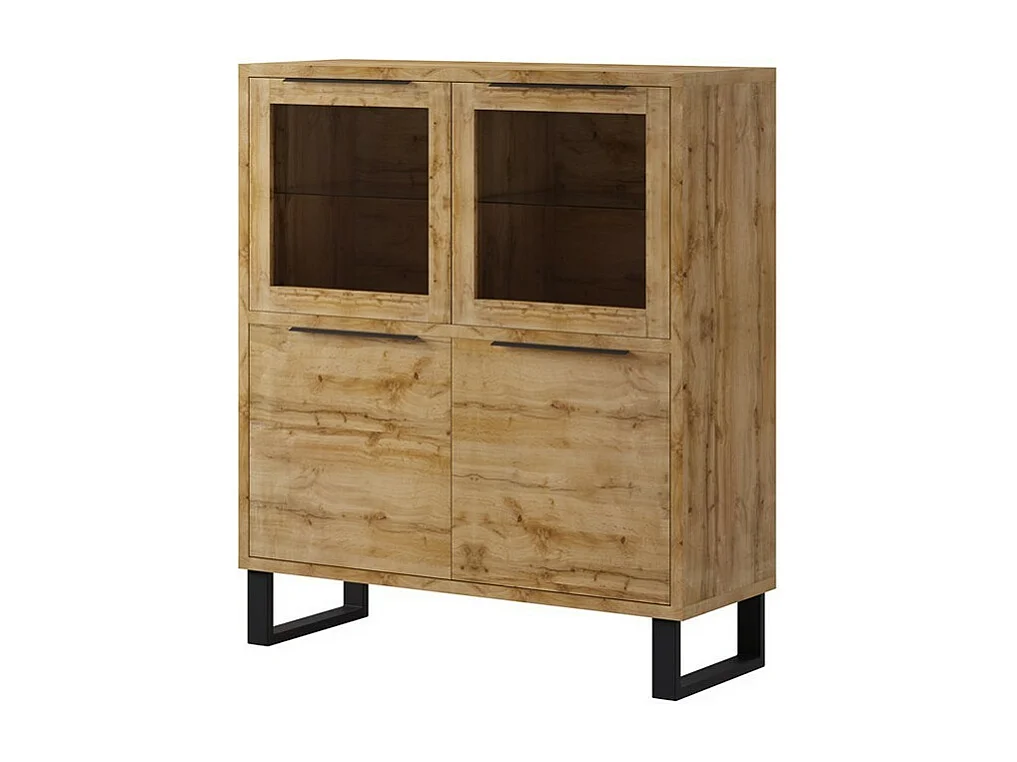 Ensemble 3 meubles de salon collection MILO. Coloris chêne. Style industriel