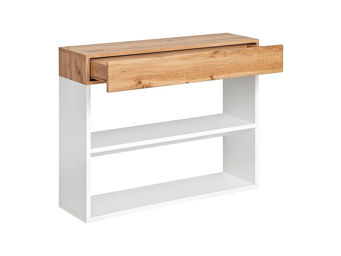 Halmeubel - TORTH 4 - Kleur eiken en wit