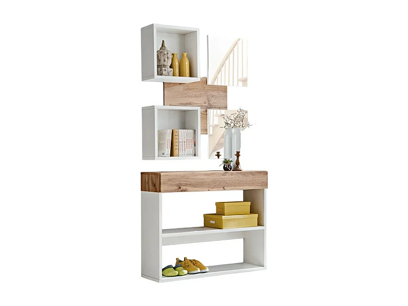 Meuble d'entrée - TORTH 4 - Coloris chêne et blanc