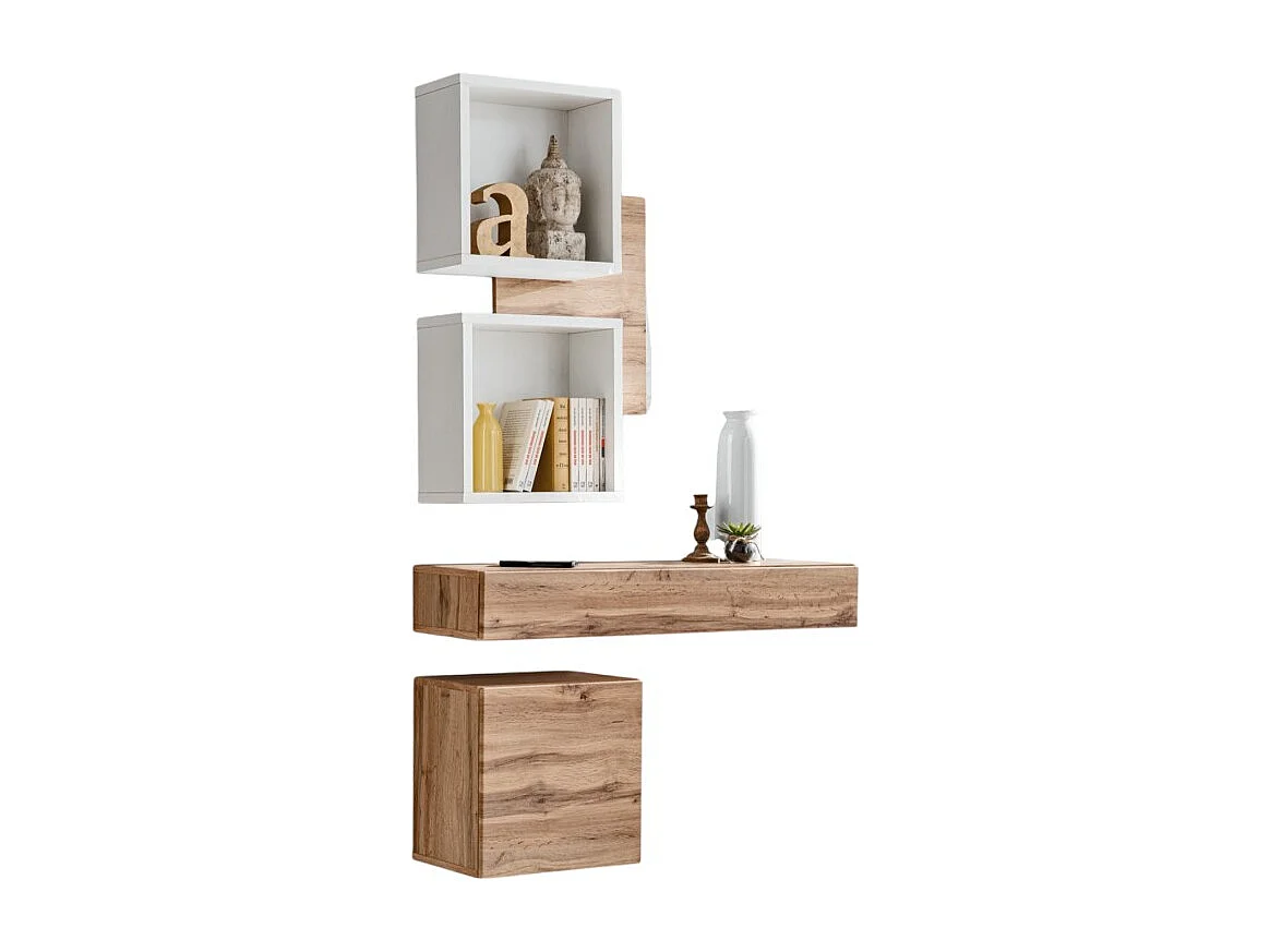 Eingangsmöbel TORTH 3 - Komplettset - Farbe Eiche und Weiß - Modernes und funktionales Design